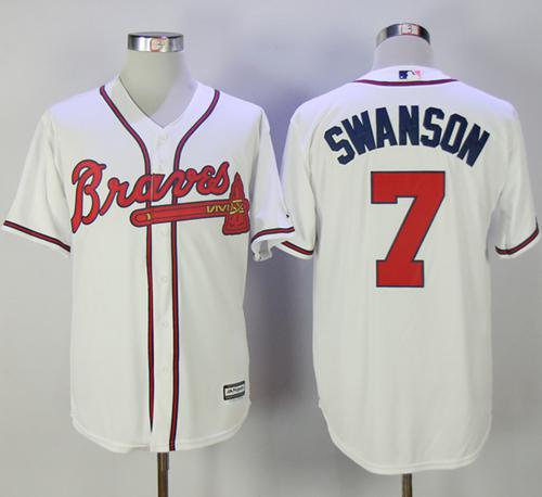 Braves #7 Dansby Swanson White New Cool Base Stitched MLB Jersey